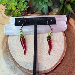 Elegant Glass Pepper Earrings 🌶️